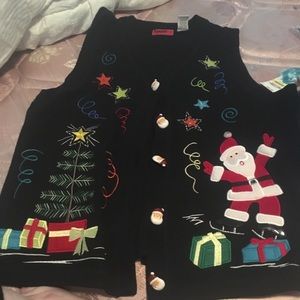 Christmas Santa ugly sweater vest large